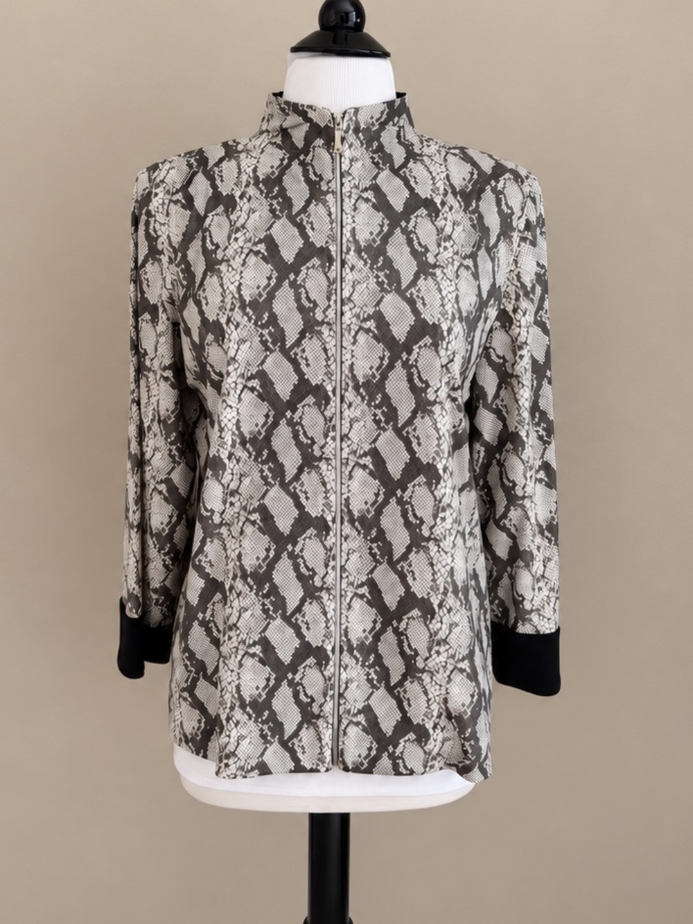 Misook Exclusively Jacket XL Python Snakeskin Animal Print Full Zip Cardigan